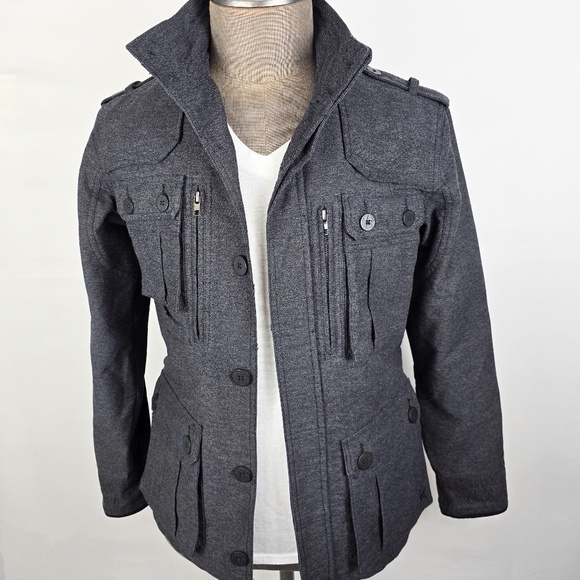 Kane & Unke Military Jacket Mens Medium Charcoal Gray - Picture 1 of 12